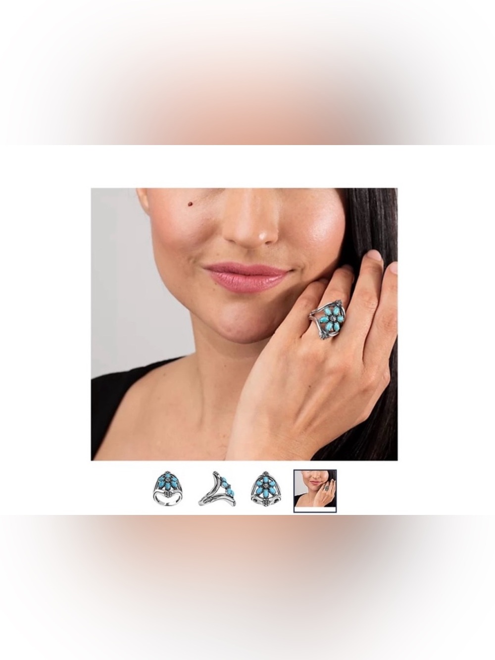 American West Jewelry Sterling Turquoise Cluster Ring Size 5 New